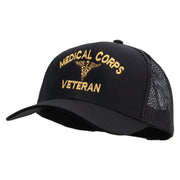 Licensed Medical Corps Veteran Embroidered Solid Cotton Twill Mesh Prostyle Cap - Black OSFM