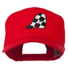 Checkered Flag Alphabet Embroidered Red High Profile Cap