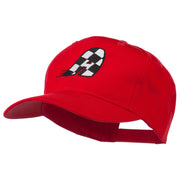 Checkered Flag Alphabet Embroidered Red High Profile Cap