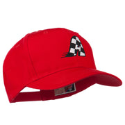 Checkered Flag Alphabet Embroidered Red High Profile Cap