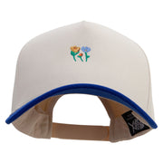 Cute Flowers Embroidered Premium Pro Style 5 Panels Cap - Royal-Stone OSFM