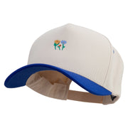 Cute Flowers Embroidered Premium Pro Style 5 Panels Cap - Royal-Stone OSFM