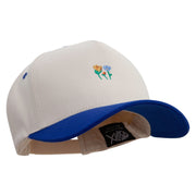 Cute Flowers Embroidered Premium Pro Style 5 Panels Cap - Royal-Stone OSFM