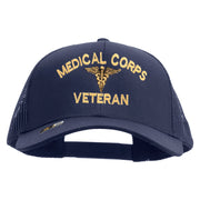 Licensed Medical Corps Veteran Embroidered Solid Cotton Twill Mesh Prostyle Cap - Navy OSFM