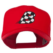 Checkered Flag Alphabet Embroidered Red High Profile Cap