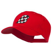 Checkered Flag Alphabet Embroidered Red High Profile Cap