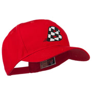 Checkered Flag Alphabet Embroidered Red High Profile Cap