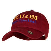 Shalom Happy Hanukkah Embroidered Unstructured Cotton Twill Washed Cap