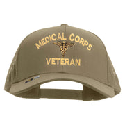 Licensed Medical Corps Veteran Embroidered Solid Cotton Twill Mesh Prostyle Cap - Khaki OSFM