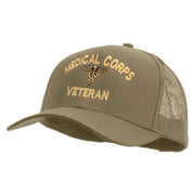 Licensed Medical Corps Veteran Embroidered Solid Cotton Twill Mesh Prostyle Cap - Khaki OSFM