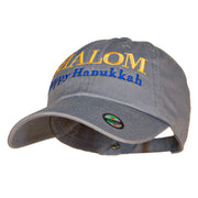 Shalom Happy Hanukkah Embroidered Unstructured Cotton Twill Washed Cap