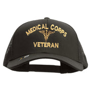 Licensed Medical Corps Veteran Embroidered Solid Cotton Twill Mesh Prostyle Cap - Charcoal OSFM