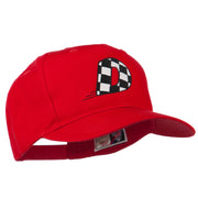 Checkered Flag Alphabet Embroidered Red High Profile Cap