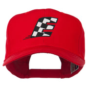 Checkered Flag Alphabet Embroidered Red High Profile Cap