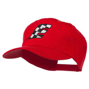 Checkered Flag Alphabet Embroidered Red High Profile Cap