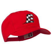 Checkered Flag Alphabet Embroidered Red High Profile Cap