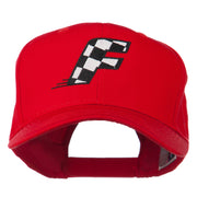 Checkered Flag Alphabet Embroidered Red High Profile Cap