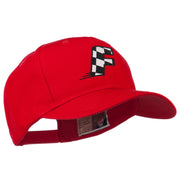 Checkered Flag Alphabet Embroidered Red High Profile Cap