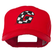 Checkered Flag Alphabet Embroidered Red High Profile Cap