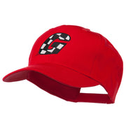 Checkered Flag Alphabet Embroidered Red High Profile Cap