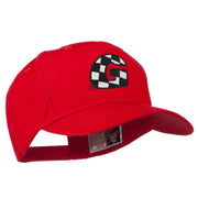 Checkered Flag Alphabet Embroidered Red High Profile Cap