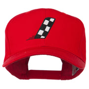 Checkered Flag Alphabet Embroidered Red High Profile Cap