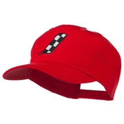 Checkered Flag Alphabet Embroidered Red High Profile Cap