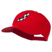 Checkered Flag Alphabet Embroidered Red High Profile Cap