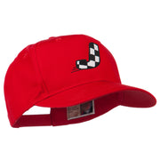 Checkered Flag Alphabet Embroidered Red High Profile Cap