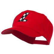 Checkered Flag Alphabet Embroidered Red High Profile Cap