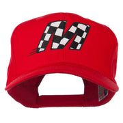 Checkered Flag Alphabet Embroidered Red High Profile Cap