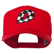 Checkered Flag Alphabet Embroidered Red High Profile Cap