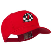 Checkered Flag Alphabet Embroidered Red High Profile Cap