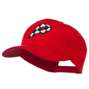 Checkered Flag Alphabet Embroidered Red High Profile Cap