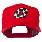 Checkered Flag Alphabet Embroidered Red High Profile Cap