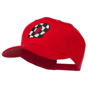 Checkered Flag Alphabet Embroidered Red High Profile Cap