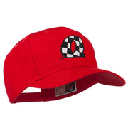 Checkered Flag Alphabet Embroidered Red High Profile Cap