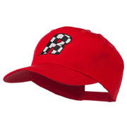 Checkered Flag Alphabet Embroidered Red High Profile Cap