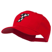 Checkered Flag Alphabet Embroidered Red High Profile Cap