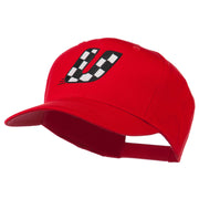 Checkered Flag Alphabet Embroidered Red High Profile Cap