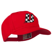 Checkered Flag Alphabet Embroidered Red High Profile Cap