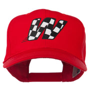 Checkered Flag Alphabet Embroidered Red High Profile Cap