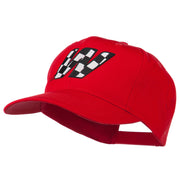 Checkered Flag Alphabet Embroidered Red High Profile Cap