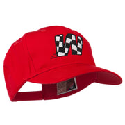 Checkered Flag Alphabet Embroidered Red High Profile Cap