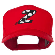 Checkered Flag Alphabet Embroidered Red High Profile Cap