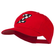 Checkered Flag Alphabet Embroidered Red High Profile Cap