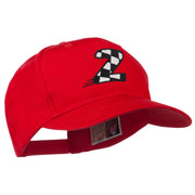 Checkered Flag Alphabet Embroidered Red High Profile Cap