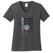 K Pop Love Graphic Design Lady's V-Neck