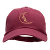 Sleepy Moon Outline Embroidered Unstructured Cotton Twill Cap