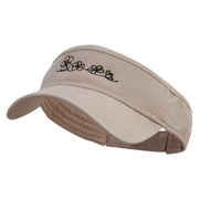 Plumeria Flowers Embroidered Brushed Bull Denim Sun Visor - Khaki OSFM